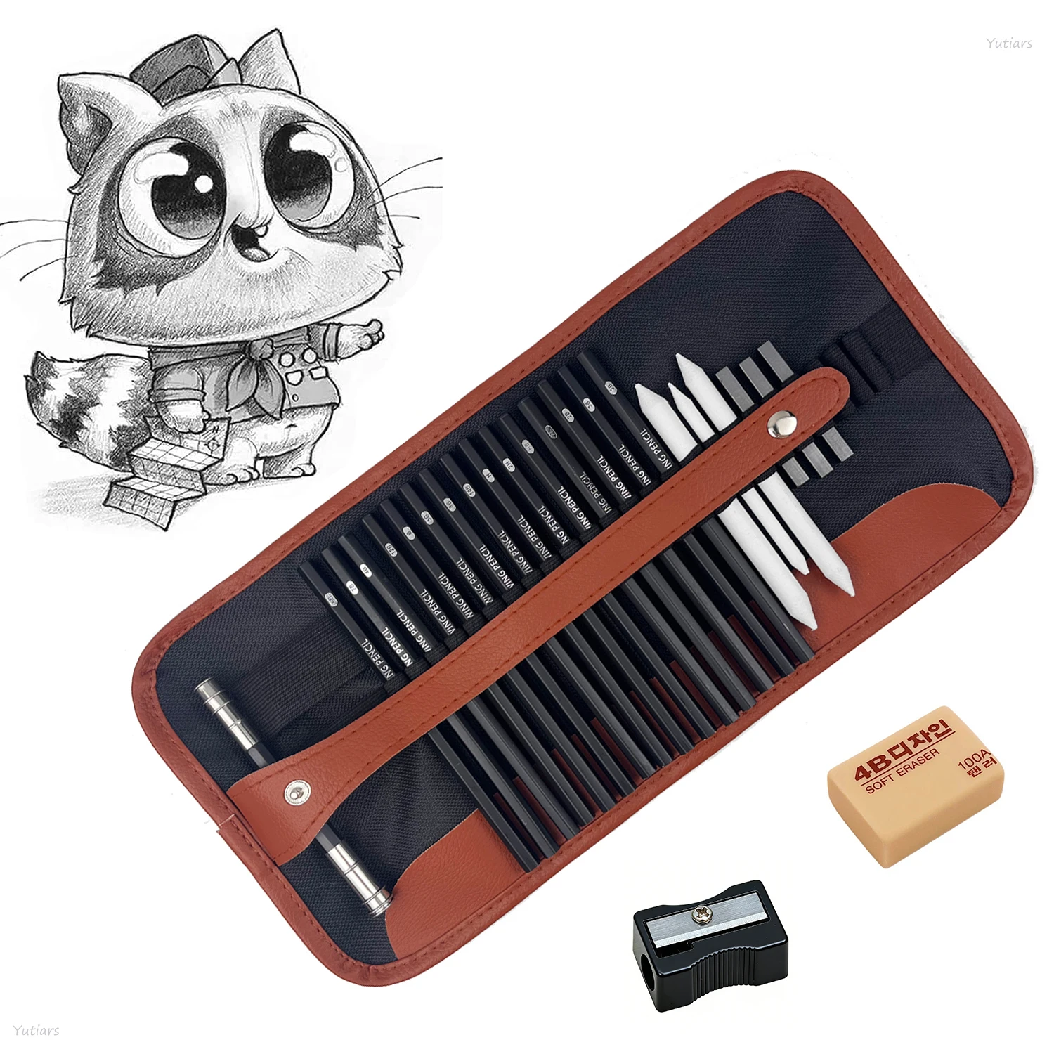 

Набор для рисования из 25 предметов: профессиональные графитовые карандаши, угольные карандаши, растушевки, ластик-клячка, художественные принадлежности, набор для творчества