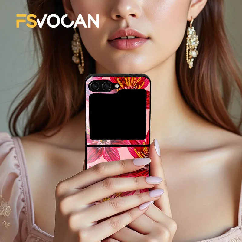 Flores de versículo escarlate para samsung galaxy z flip3 8 5g flip 3 5 6 4 7 dançando em um blush lona capa de telefone abraço