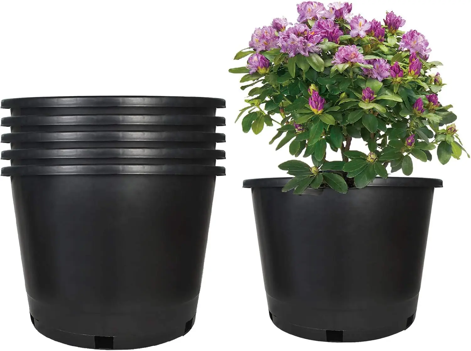 

5-Pack 25 Gallon Premium Black Nursery Pot Plant Container Garden Planter Pots (25 Gallon)