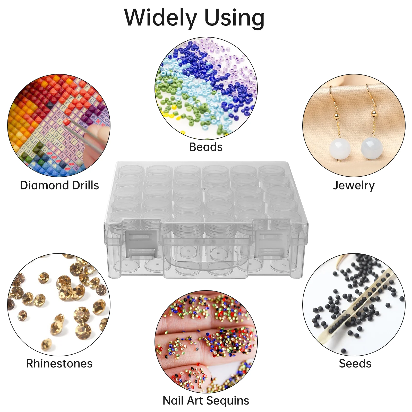 30 Slots Diamond Painting Storage Containers, Bead Organizer Box, Plastic Small Clear Embroidery Box for Craft Beads Rhinestones