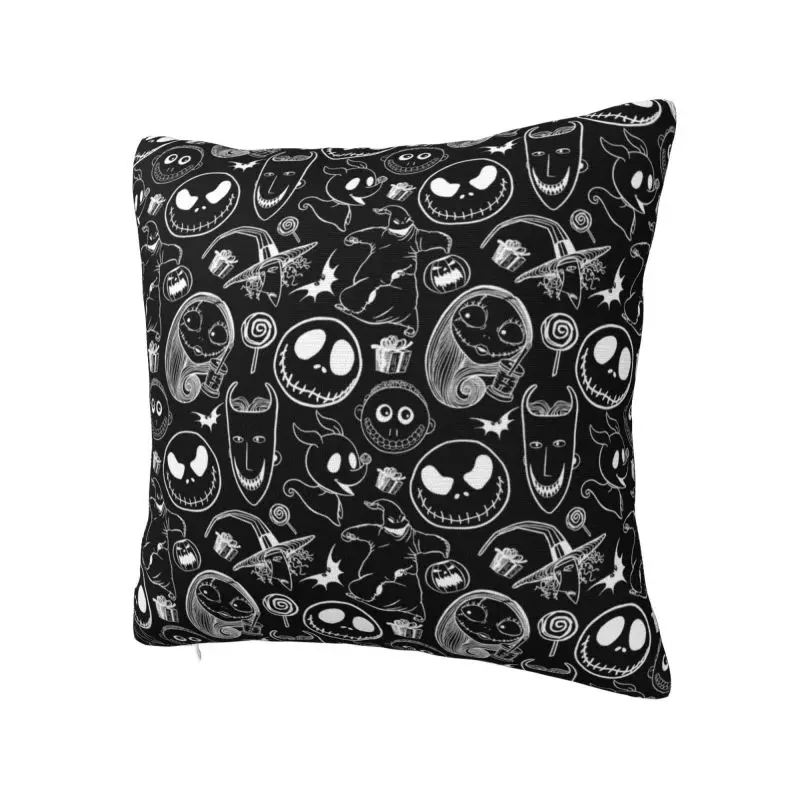 Nightmare Before Christmas Throw Pillow Covers Decor Home Halloween Movie Jack Skullington Cushion Cover Square Pillowcase