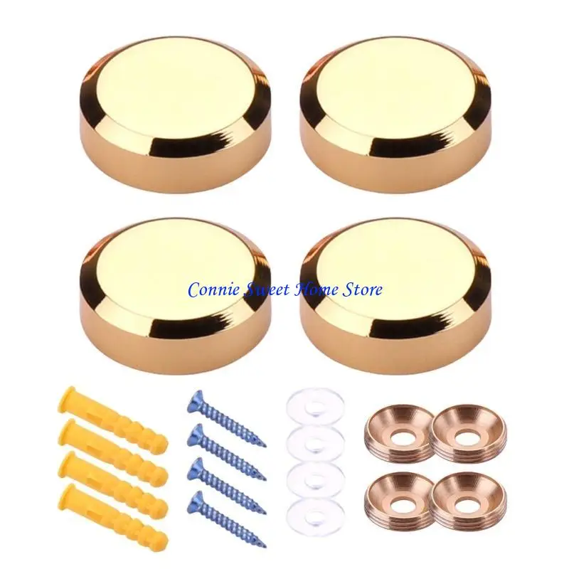 LXAF Pack of 4 Sturdy Gold Brass Mirror Screws for Bathroom and Wall Mirrors