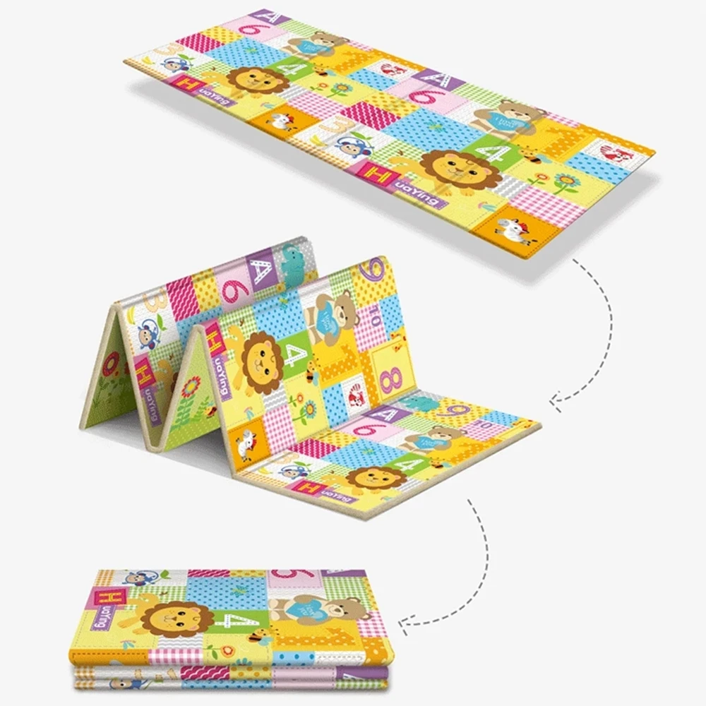 Tapis de jeu pliable en mousse souple pour enfants, tapis de dessin animé imperméable, double face, polymère d'activité pour bébé, nouveau