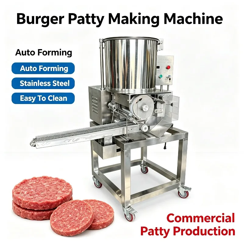 Automatic Beef Meat Burger Vegetables Press Brick Patty Make Form Mould Patties Making Sizing Flouring Breading Forming Machine