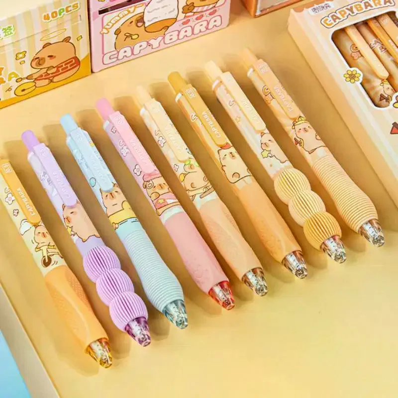 4Pcs Cute Cartoon Capybara Gel Pen Quick Drying Neutral Pen Student Kids School Writing Student Stationery Supplies Gifts