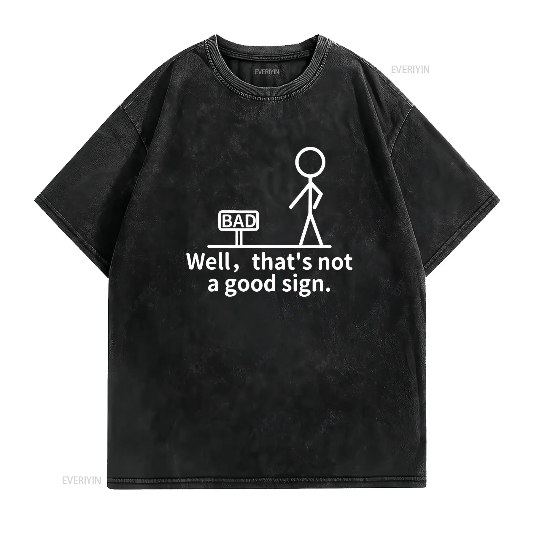 Men's Funny Stick Figure T Shirt with Minimalist Bad Sign Saying Lightweight Grey Casual Humorous Playful Sarcastic Message