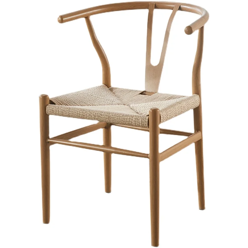 Nordic rattan woven solid wood dining chair Home backrest Y Chair Hotel restaurant modern wishbone chair