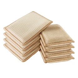 6pcs/Set Natural Bamboos Dishwashing Sponges Strong Water Absorption Dish Sponge Non-Stick Wipe Dish Cloth Kitchen Cleaning Tool