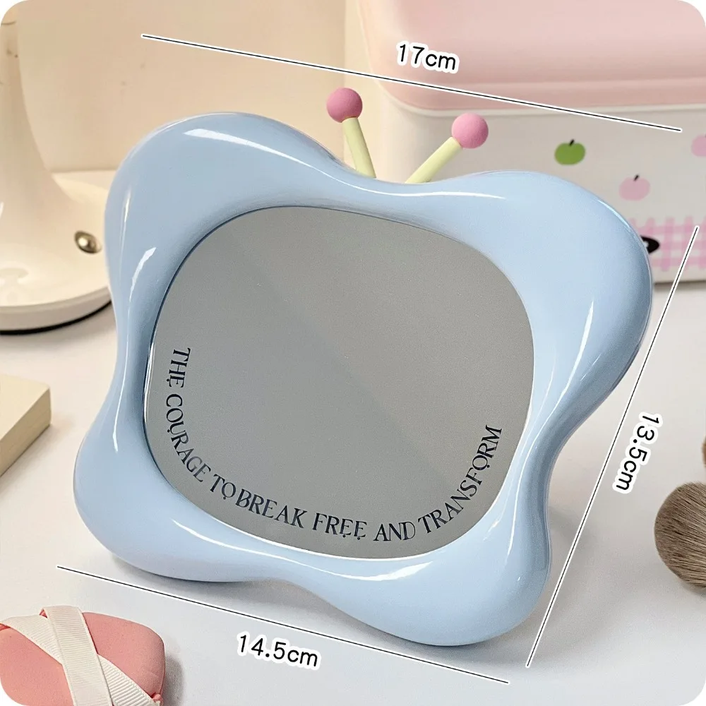 Leuke make-upspiegel in huisvorm, aan de muur gemonteerde tafelblad-dressingspiegel, draagbaar met standaard, schoonheidsspiegel