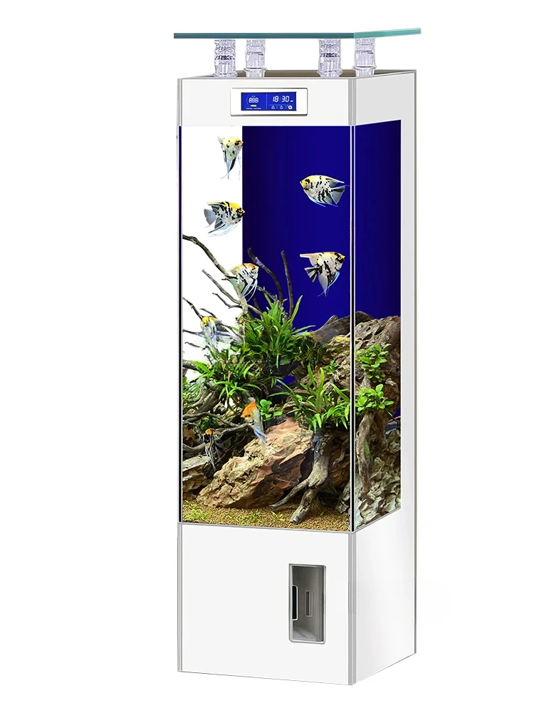 

Super White Glass Fish Tank Vertical Floor Ecological Fish Globe Intelligent Aquarium