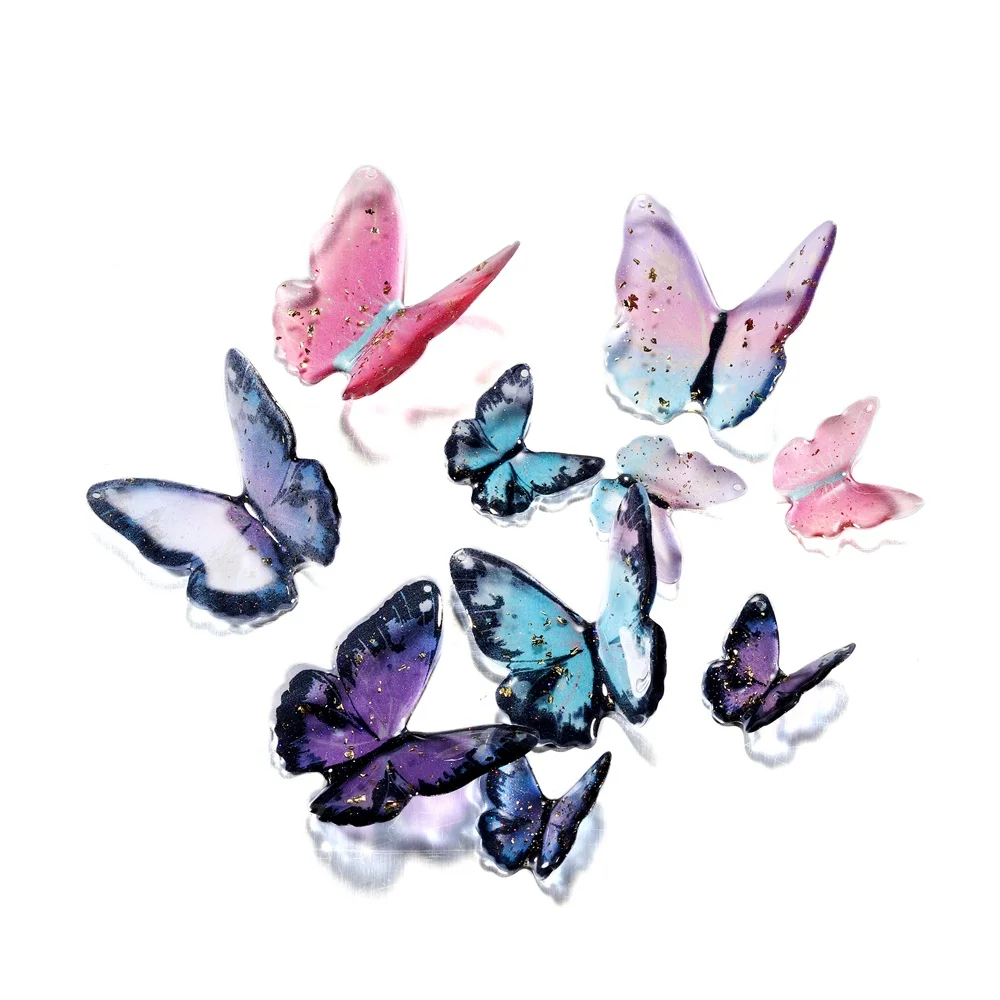 1pc 2 Größe 5 Farben Tropfen Öl Bunte Schmetterling Charms Tier Anhänger Für DIY Armband Halskette Schmuck Machen zubehör