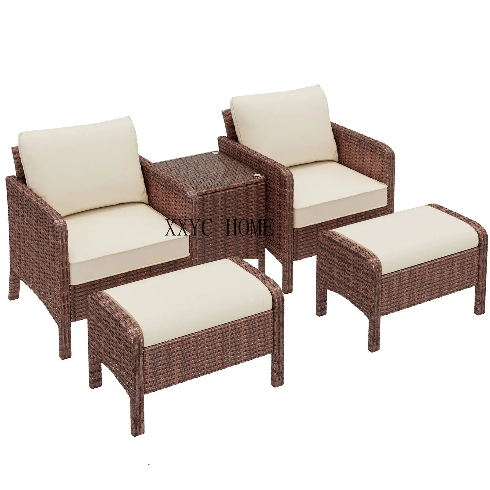 

5pcs Outdoor Patio Rattan Wicker Furniture Set with Coffee Table and Bench for Outdoor Furniture Set Patio Furniture