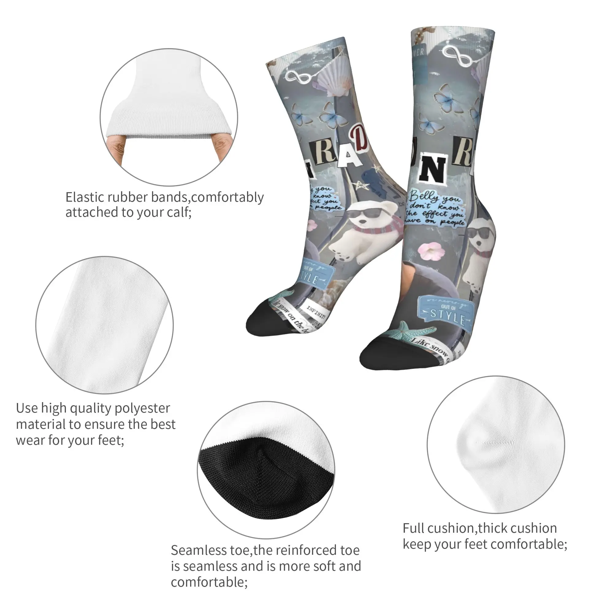 جوارب Cousins Beach Team Conrad The Summer التي تحولت إلى جوارب جميلة بتصميم غير قابلة للانزلاق جوارب ربيعية متوسطة ناعمة مضحكة لركوب الدراجات