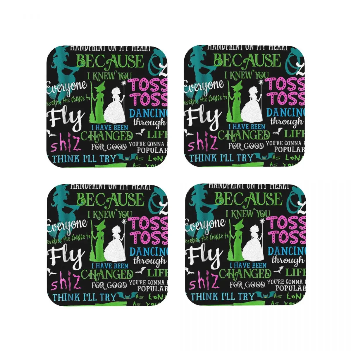 Halloween Wicked Musical Coasters Coffee Mats Mug Cup Placemats Tableware Pads for Home Kitchen Dining Bar