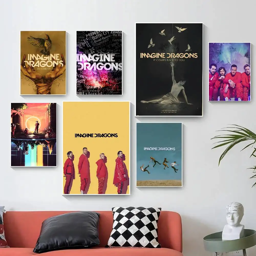 RO-ck BanD- Imagine DragO-ns Poster Self-adhesive Art Waterproof Paper Sticker Coffee House Bar Room Wall Decor