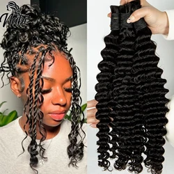 NABI Boho Braids Human Hair Braiding Hair Bulk Extensions Brazilian Human Hair Curly Boho Braids Hair Bundles for Black Women