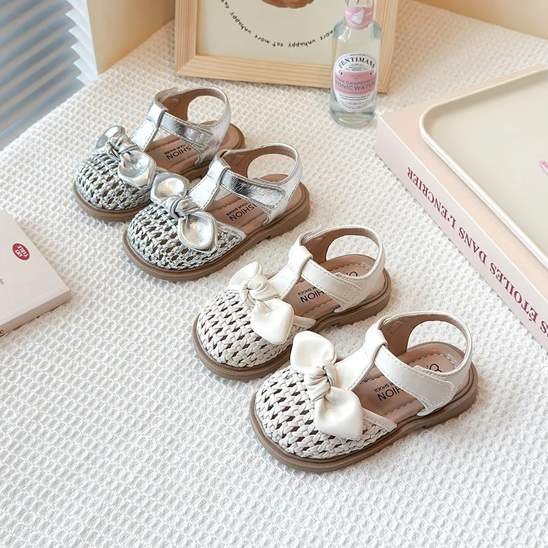 

Новые летние детские сандалии с большим бантом, обувь принцессы для девочек, дышащая детская танцевальная обувь, повседневная обувь