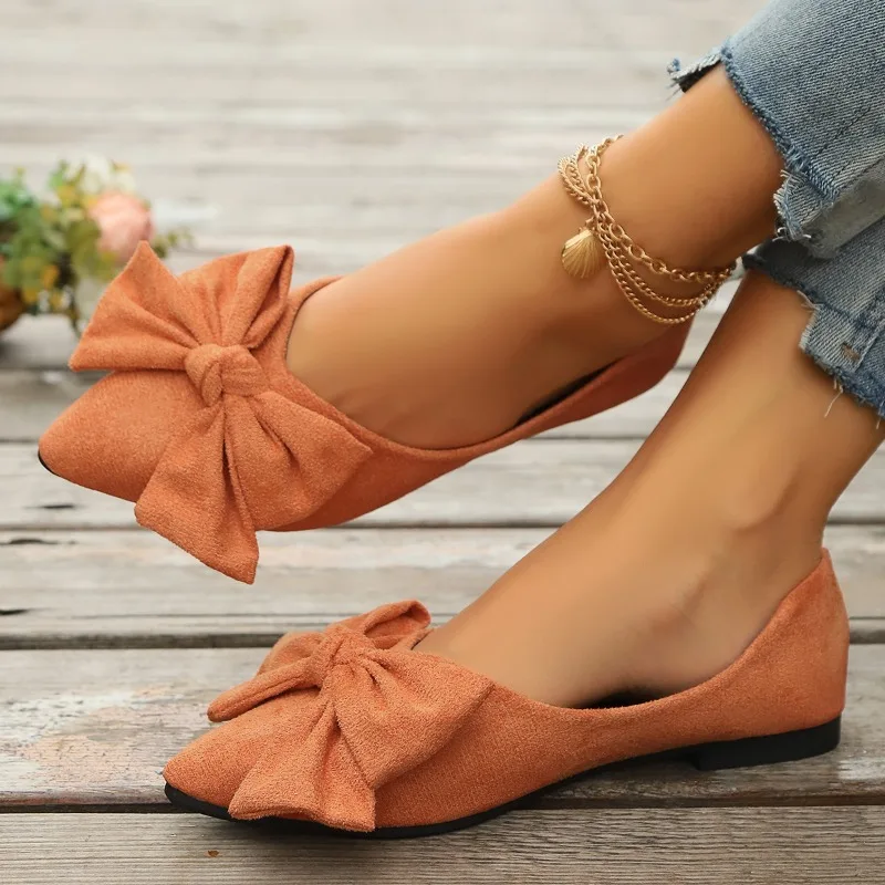 JGSHOWKITO Klassische Damen-Flats mit süßer Schleife, flache Ballerinas für Damen, spitze Zehenpartie, rutschfeste Damen-Mode-Loafer – Detail 13