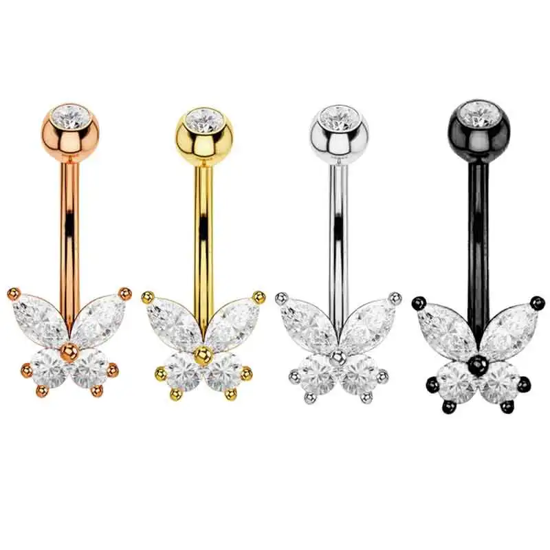 

14G Belly Button Ring Navel Nombril Piercing Surgical Steel Ear Rings CZ Body Piercing Jewelry 10 Mm Bar For Women Piercing