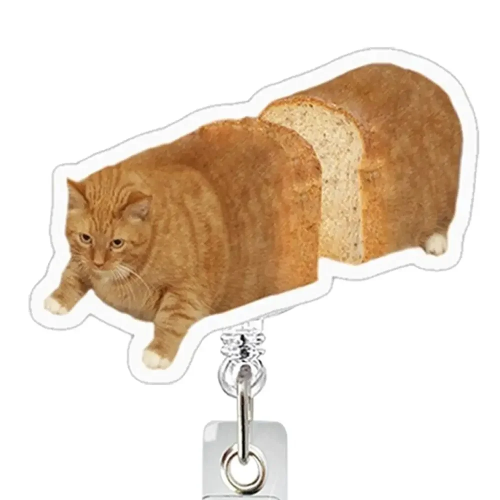 2pcs Gift Funny Cat Keychain Portable Memes Series Cat Bag Pendant Telescoping Acrylic Retractable Badge Holder Nurse