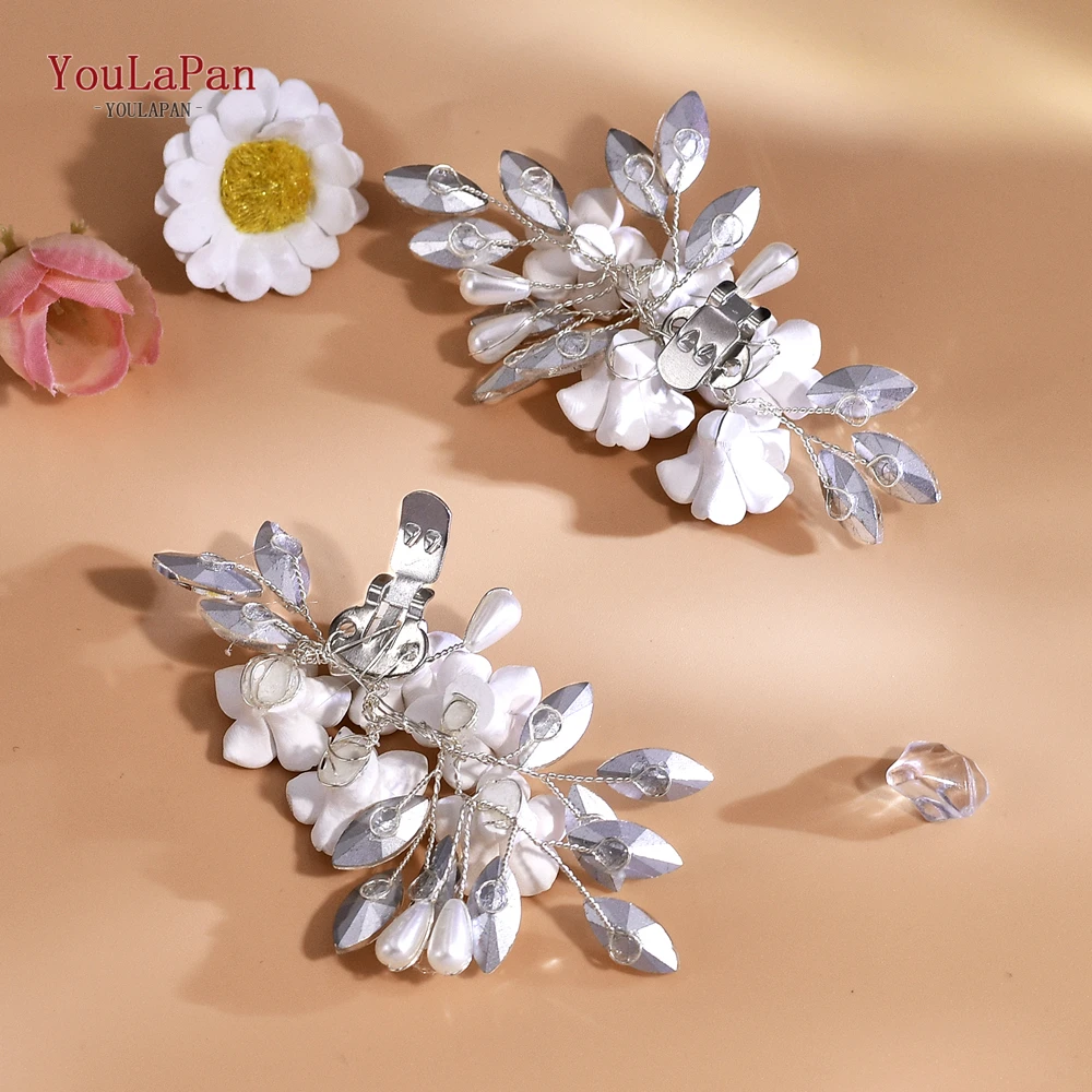 Youlapan-ラインストーンの花の靴のバックル,シルバーカラー,手作りのクリップ,ハイヒールのアクセサリー,結婚式,花嫁,hx71