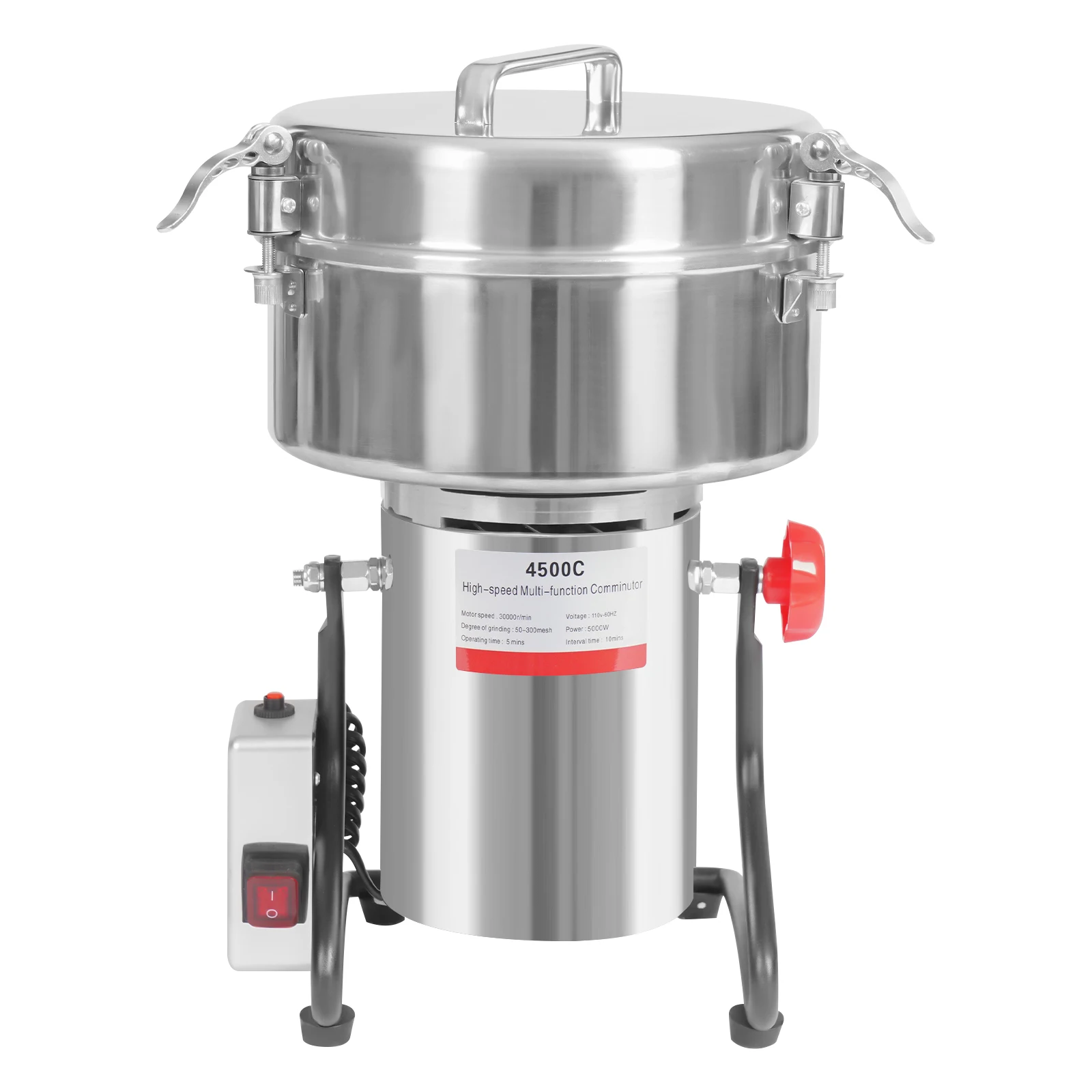 

17.32in 110V High Speed Multi-function Grain Grinder Tabletop Mounted Silver Electric Grain Grinder with Clasps&Practical Handle