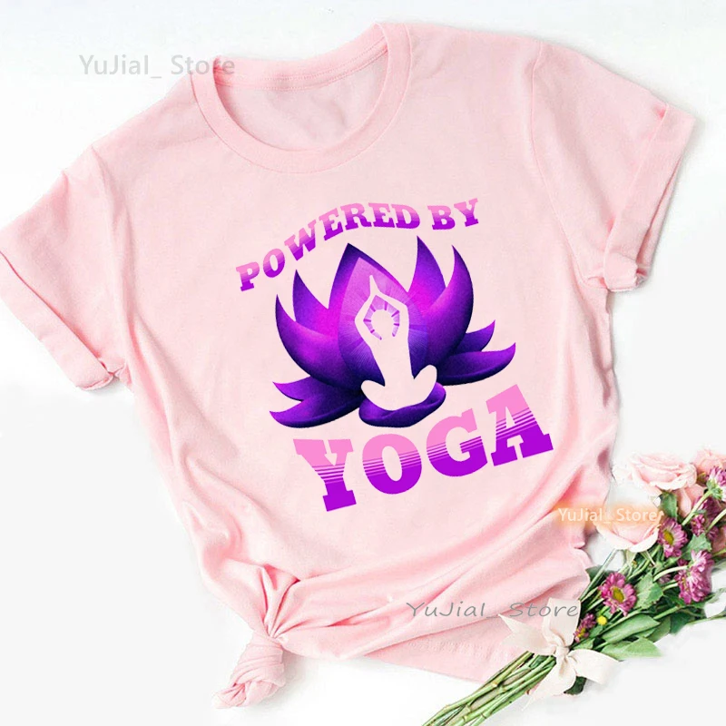 Women\'S Clothing Meditation Pink Tshirt Girls Namaste Lotus Flower T Shirt Women Summer Fashion Tops Tee Shirt Femme Streetwear