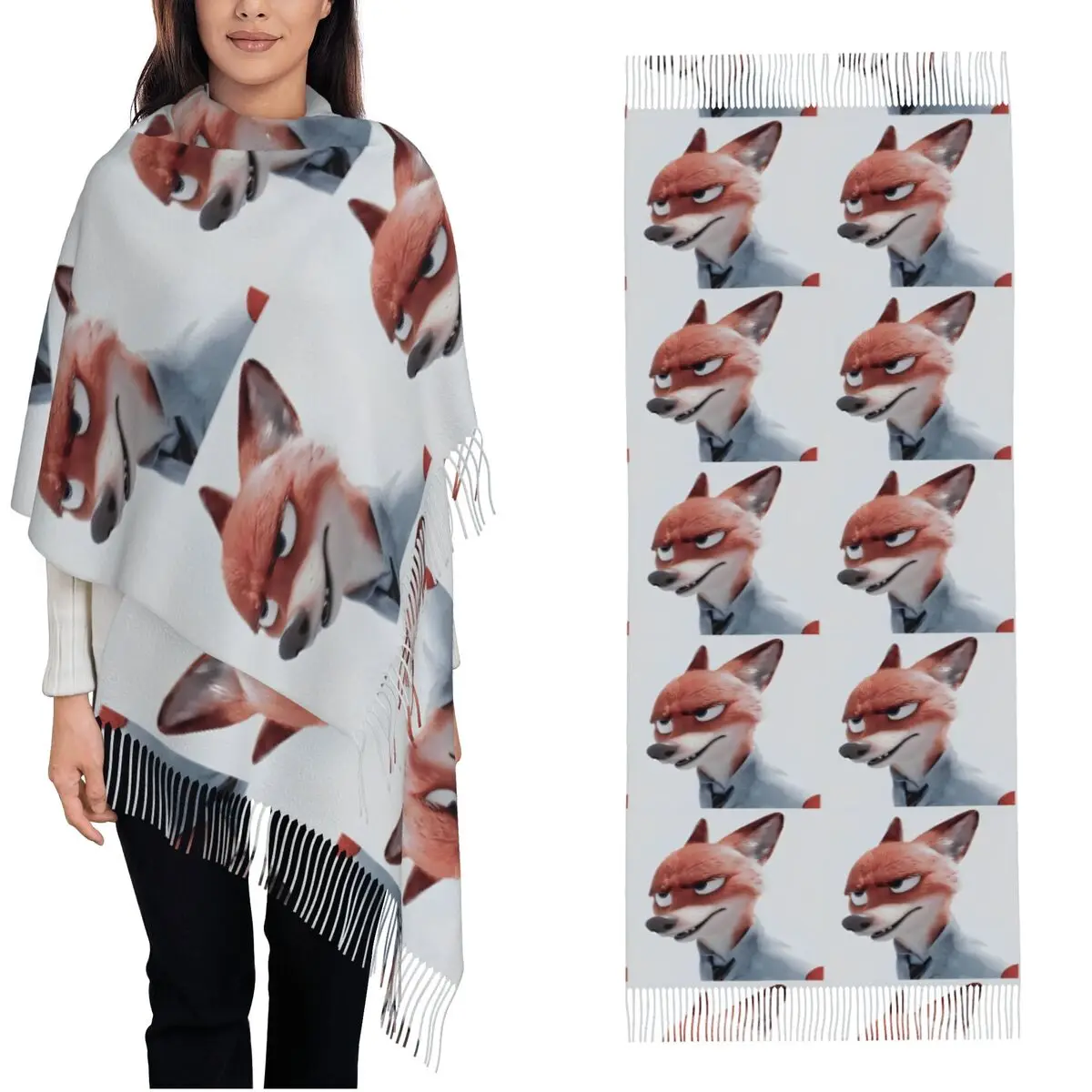 Zootopia Judy And Nick Scarf for Womens Fall Winter Pashmina Shawls and Wrap Long Large Shawl Scarf Lightweight