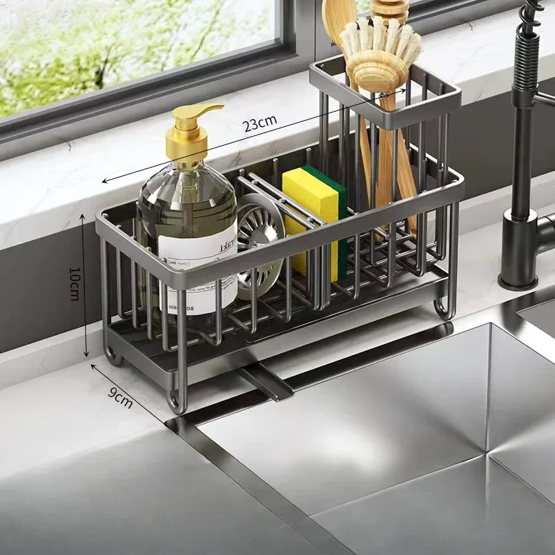 

Kitchen Sink Drain Rack Self-draining Sink Soap Sponge Dish Cloth Towel Rack Filter Basket Multifunctional Rag Storage Rack