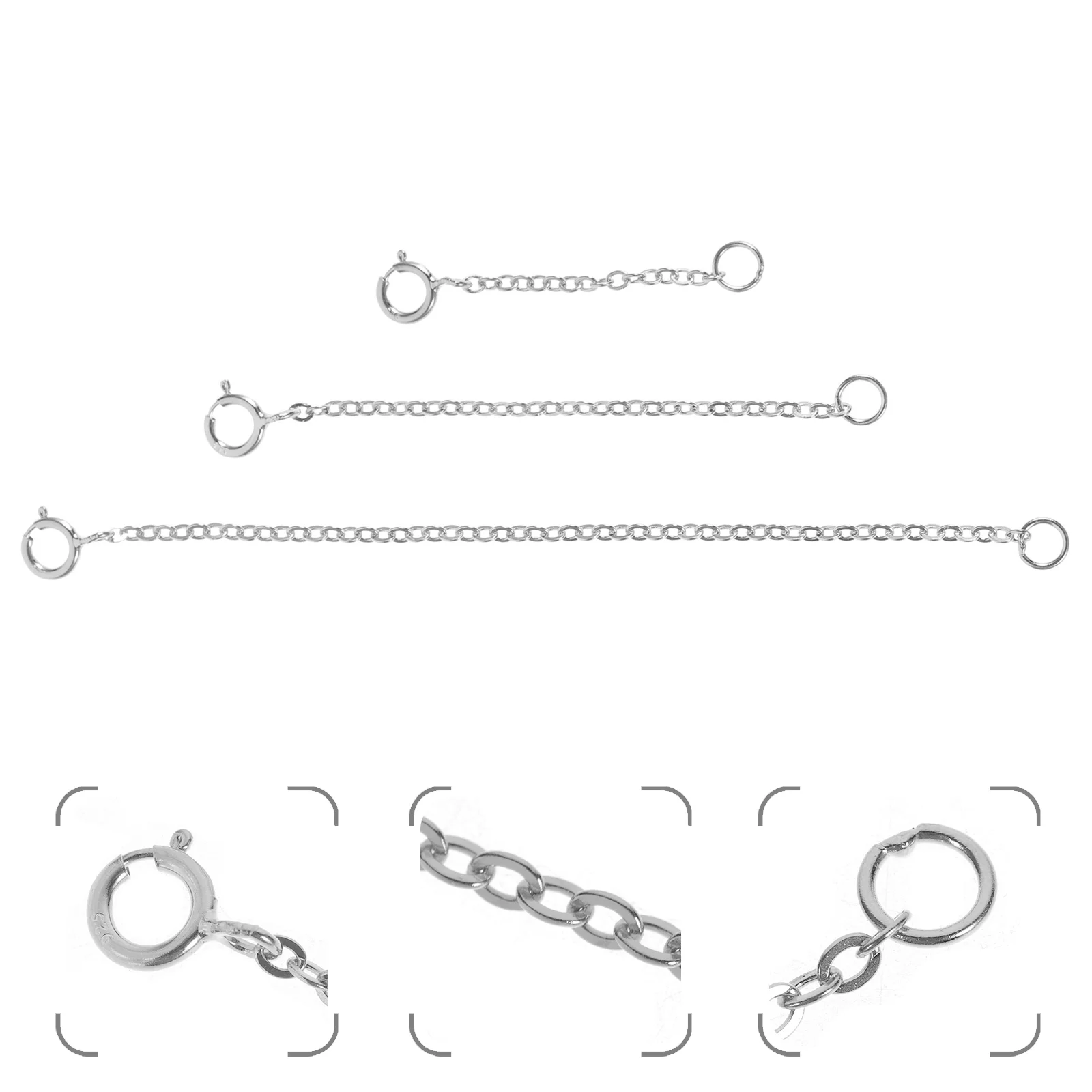 

3 Pcs Pure Silver Chains Nickel Free Free Hypoallergenic Adjustable Lengths Jewelry Making Supplies For