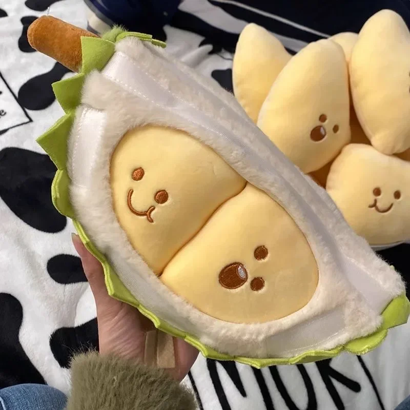 KING A high-calorie durian yellow meat is cute and can be torn and decompressed. Durian plush doll gift stuffed animals fun toy