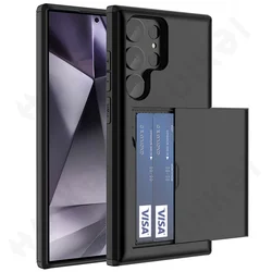 Case For Samsung Galaxy S25 S24 S23 S22 S21 Ultra FE A55 A35 A56 A36 5G Slim Dual Heavy Protective Hidden Card Slot Wallet Cover
