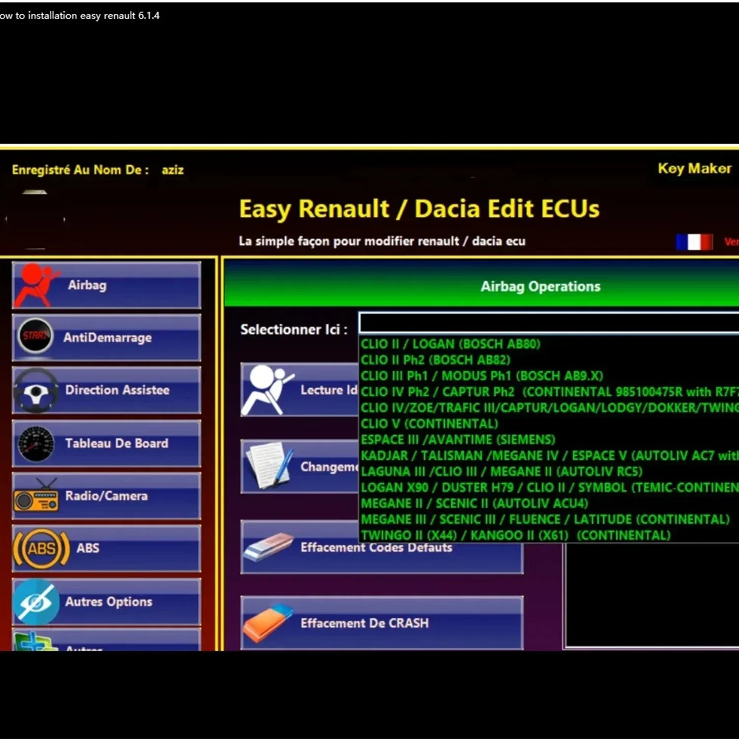برنامج سهل Renault 6.1.4 لمبرمج Renault ECU وسادة هوائية شفافة ومفاتيح بطاقة UCH Cleaner WORK مع OBDLink Renolink #5