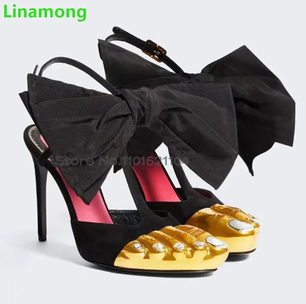 

Golden Thumb Toe High Heels Pumps For Female Women 2024 New Butterfly-knot Design Fashion Sexy Outside Summer Elegant Dress Shoe
