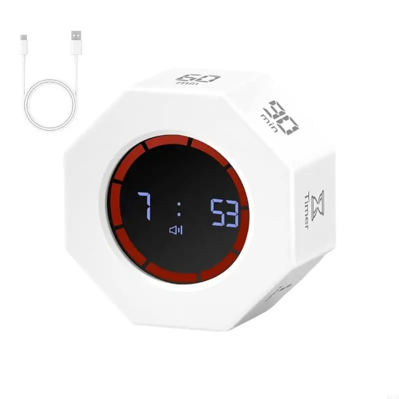 Rechargeable Visual Timer Flipping Activations Timer Small Kitchen Timers Plastic Texture Suitable for Cooking Work and Study 