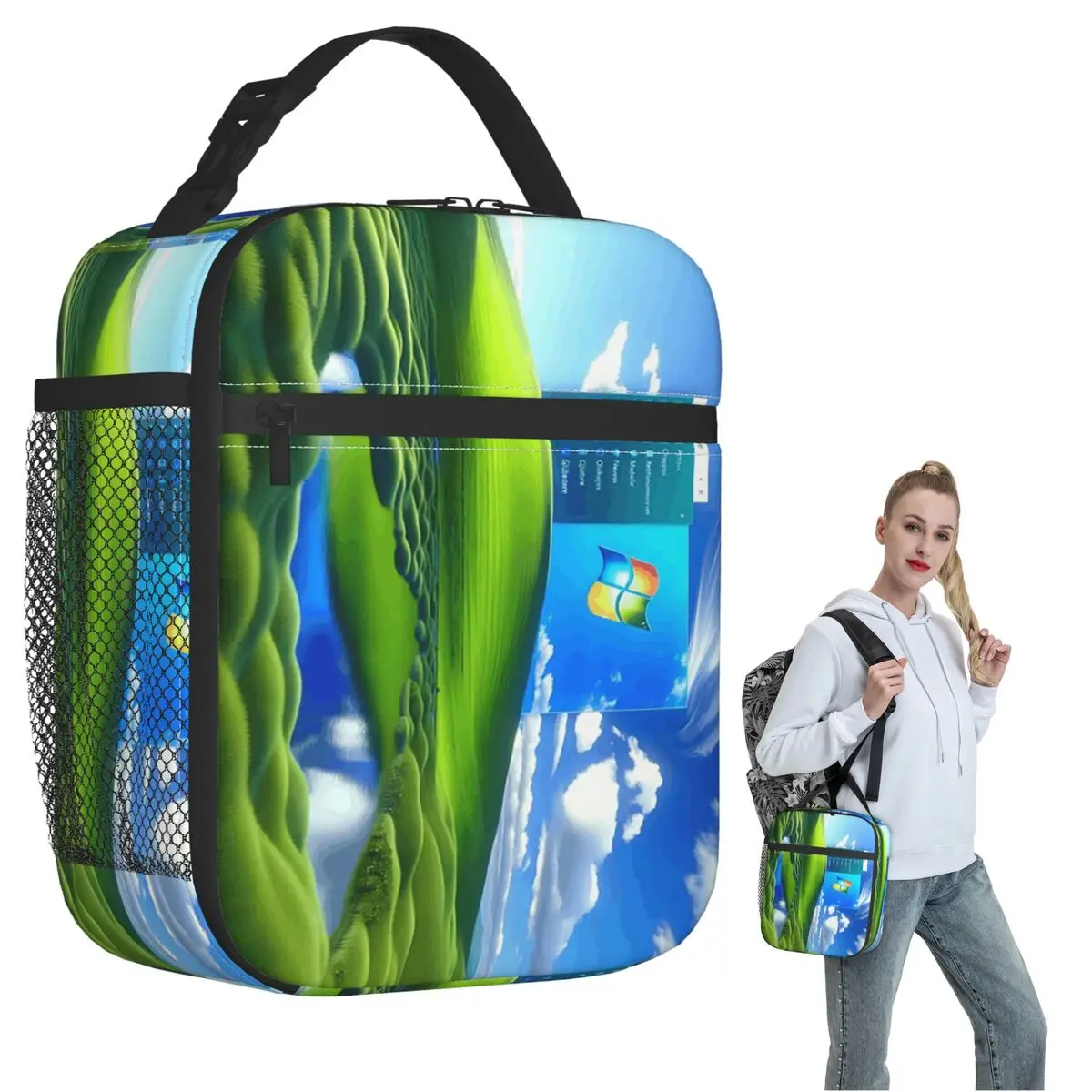 Frutiger Aero Windows XP Background Insulated Lunch Bag for Women Kids Portable Food Boxes Thermal Lunch Box Tote
