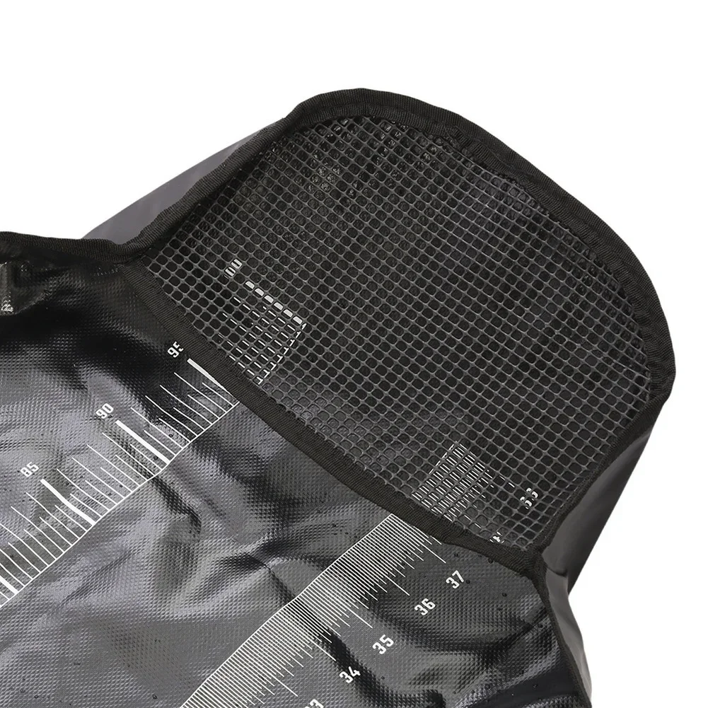 Collapsible Mesh Fish Bag with Built-in Ruler and PVC Construction for Freshwater Saltwater Fishing 124cm x 100cm