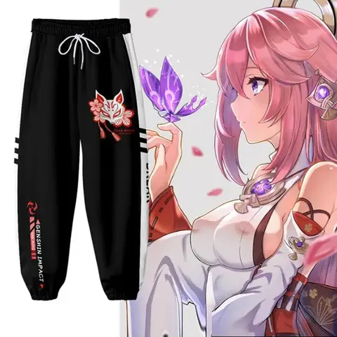 Hot Game Genshin Impact YAE MIKO Cosplay Kostuum 3D Print Joggers Broek Mannen/Vrouwen Casual Broek Hip Hop Joggingbroek 2024