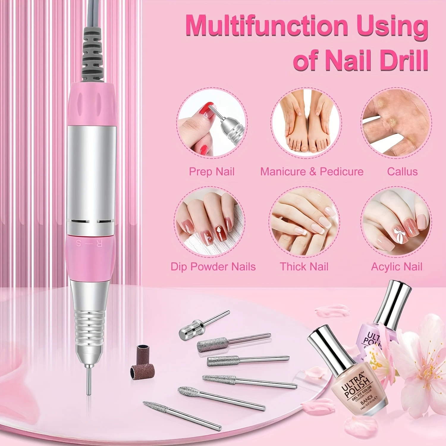 Perceuse à ongles professionnelle sans fil, Portable et Rechargeable, pour l'élimination des ongles et du vernis Gel, idéale pour la manucure à la maison et la voiture