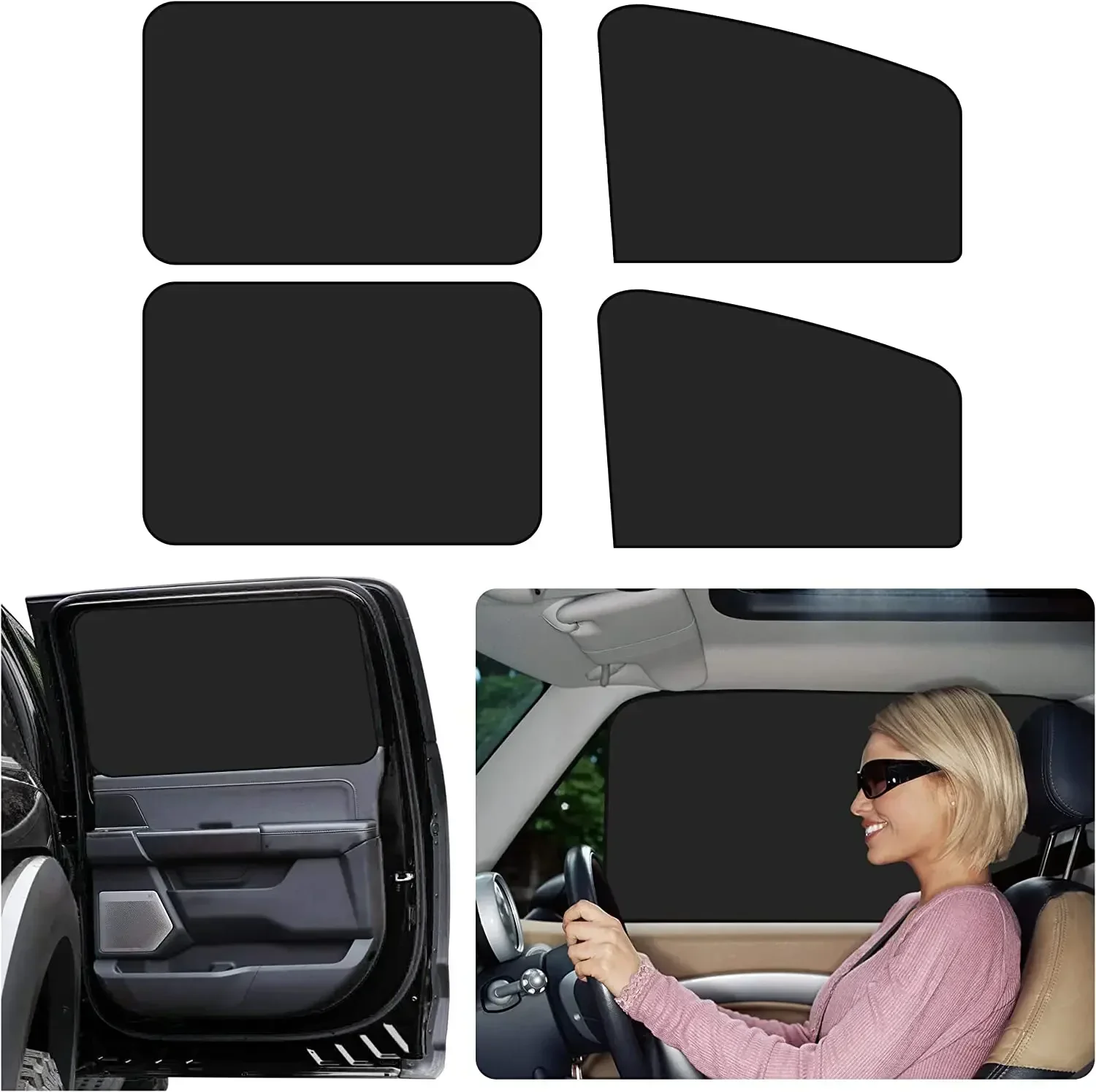 Car Strong Magnet Adsorption Window Cover Sunshade Blackout Heat Insulation Car Window Curtain Side Window Auto Film Accessories