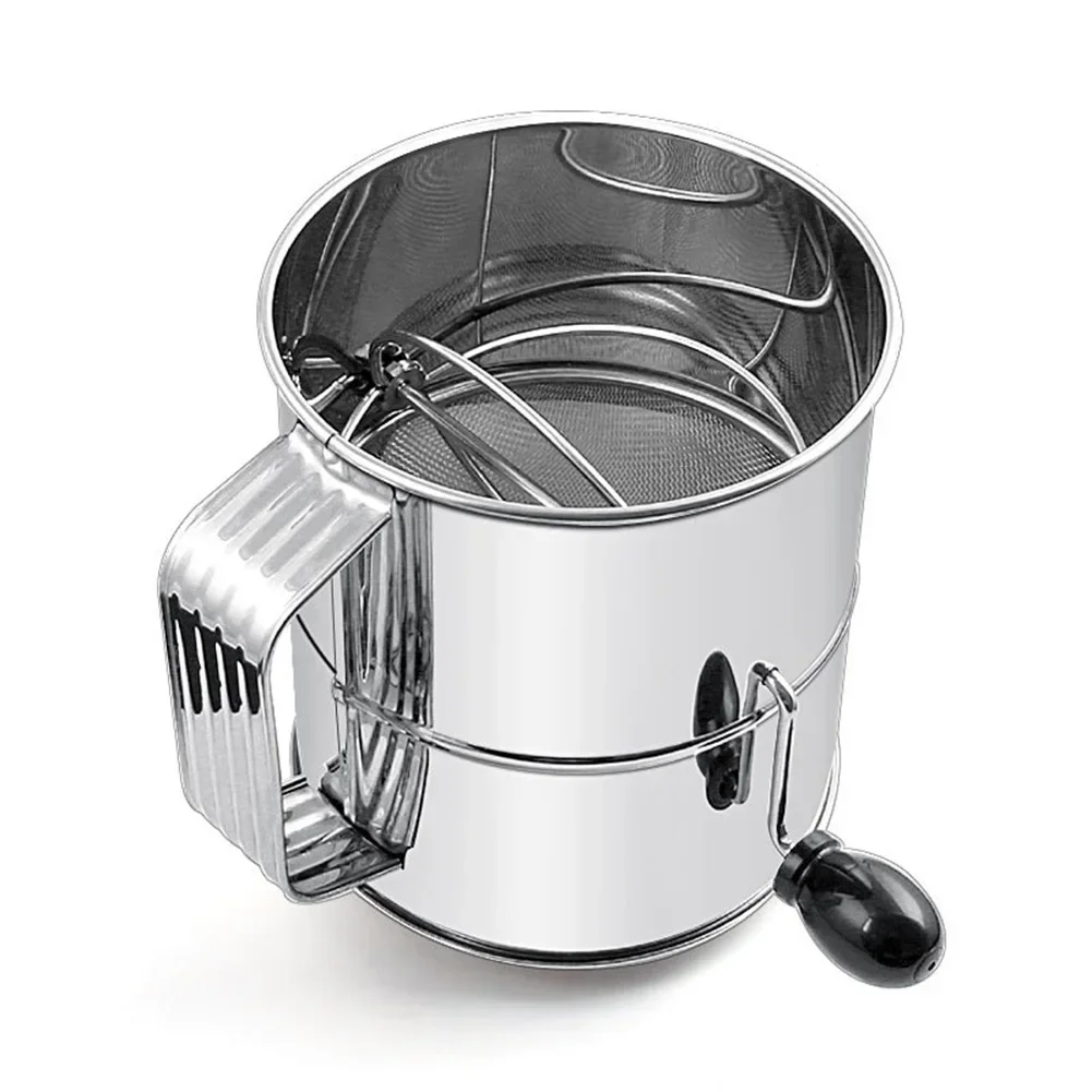 

Clumps Break Up Stainless Steel Flour Strainer Stainless Steel Flour Strainer Rotating Mixing Ring Capacity Features