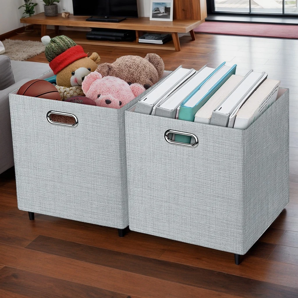 2pcs Decorative Storage Baskets Set Storage Cube Basket Bins, 13×13×13 Foldable Storage Boxes Space-Saving Versatile Containers