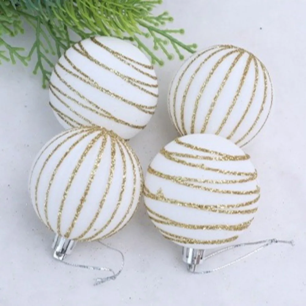 

Flocking Christmas Color Balls Plastic Hanging Xmas Tree Ornaments Shinny Glitter Christmas Snowflake Hanging Balls Home Decor