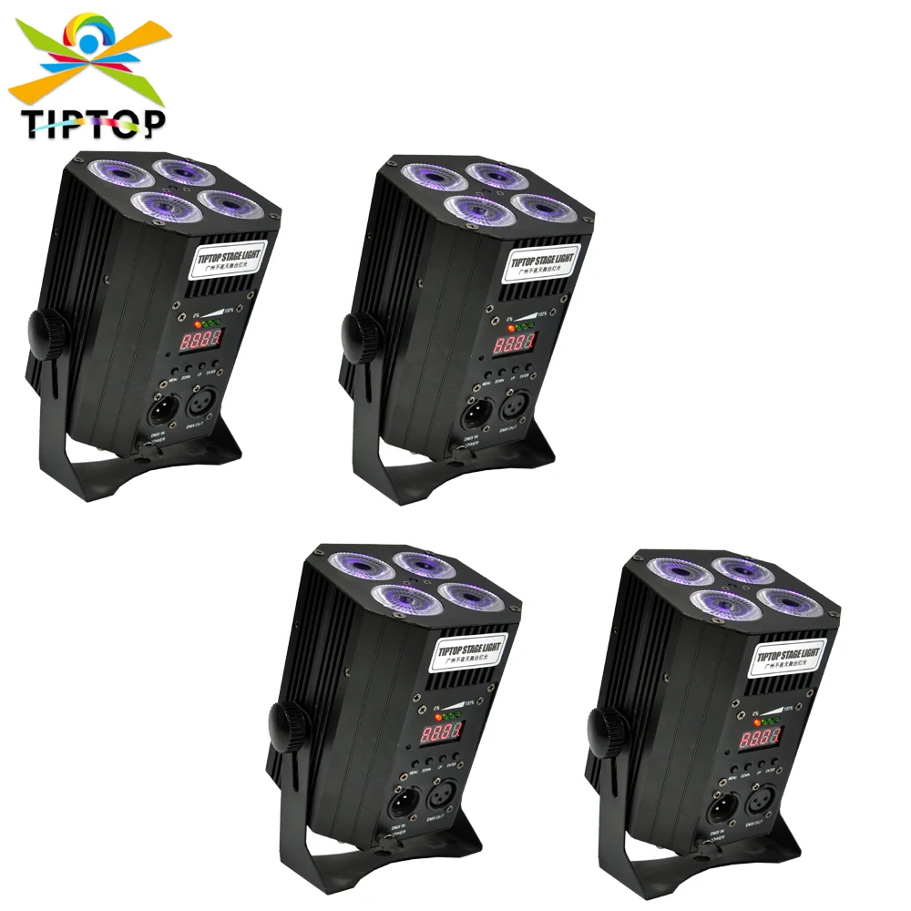 Battery LED Stage Light TIPTOP 4x18W LED Par Light RGBWAP 75Watt DMX 512 Stage Lighting for Home Party Wedding DJ Show Club