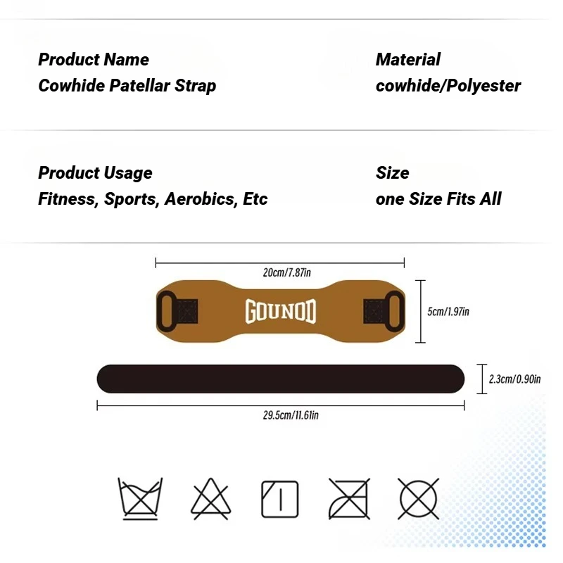 1Pcs Cowhide Patella Strap Meniscus Knee Pads Bi-Directional Compression Stabilize Running Jump Rope Basketball Adjustable gallery 5