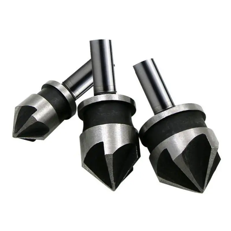 3PCS Countersink Drill Bit Hss Hex Chamfer Five Pears Hexagonal 90 Degrees Boring Drill Shank Carbon Steel Woodworking Tools Set