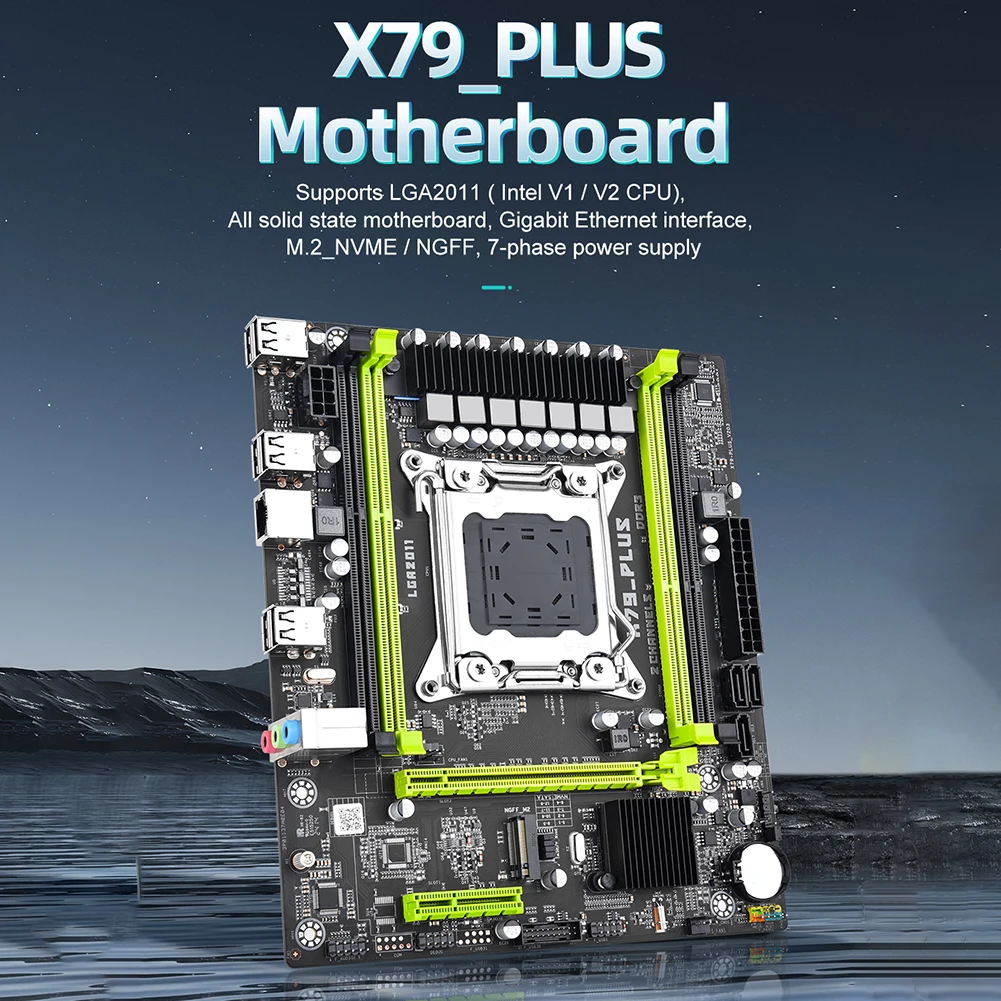 

X79 Plus Computer Motherboard LGA 2011 Desktop Mainboard Gigabit LAN 10* USB2.0 NVME M.2 3* SATA2.0 PCI-E 16X/4X