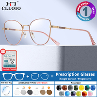 CLLOIO Luxury Women's Optical Lenses With Recip Prescription Myopia Vegan Eyeglasses Anti Blue Light Reading Multifocal Glasses