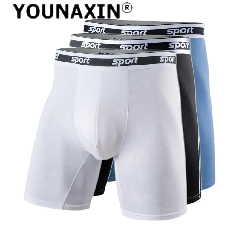 

3 Pcs Men's Long Leg Undies Underwear Boxers Briefs Sports Shorts Boy Big Size Panties Plus Underpants Knickers M L XL 2XL 3XL