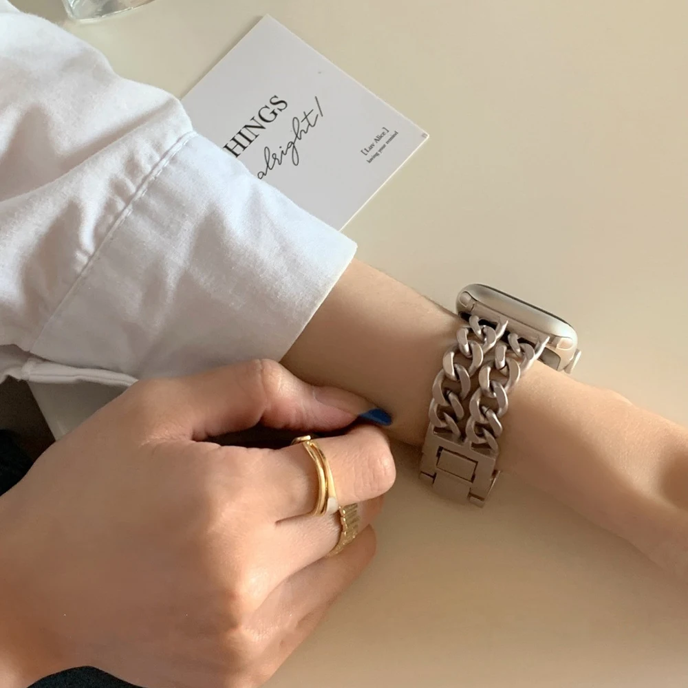 Luxury Stainless Steel Strap for Apple Watch Band 44mm 42mm 45mm 41mm 49mm 38mm 40mm Metal Chain for iWatch Series 9 8 se 7 6 5 image 4